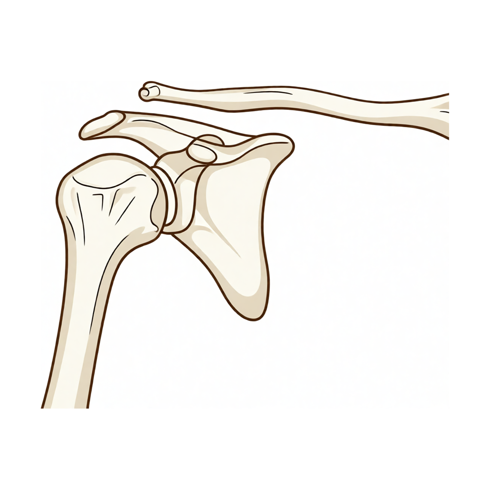 Illustration of an acromioclavicular joint separation, the outer collarbone stepped up.