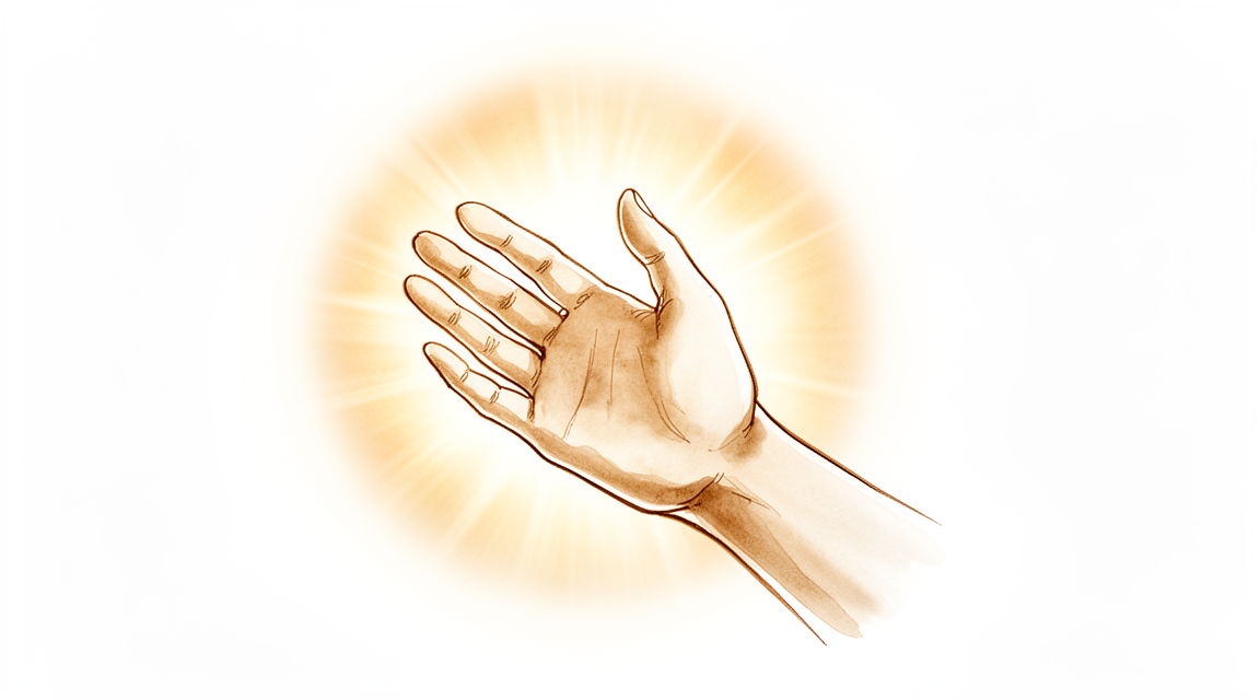 A hand with a soft halo suggesting heightened sensitivity.