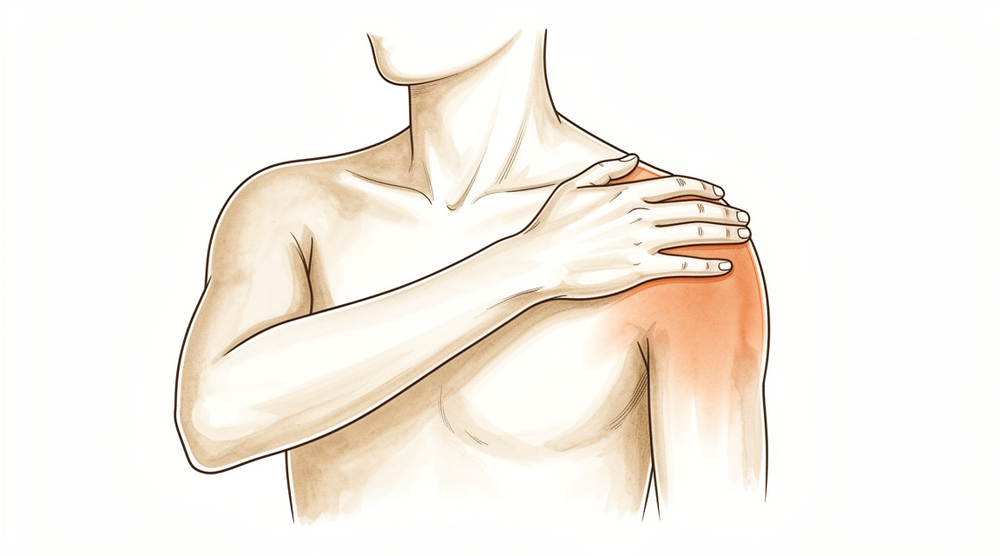 Illustration of the outer end of the collarbone where it meets the shoulder blade.