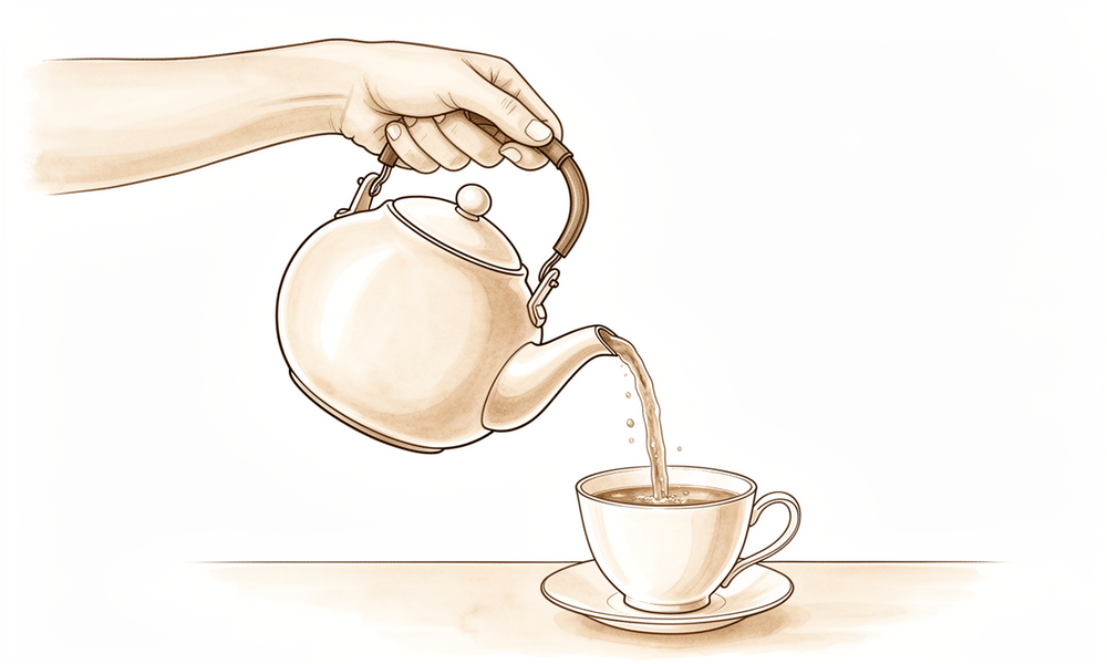 Illustration of pouring from a kettle, the everyday action that needs pain-free forearm rotation.