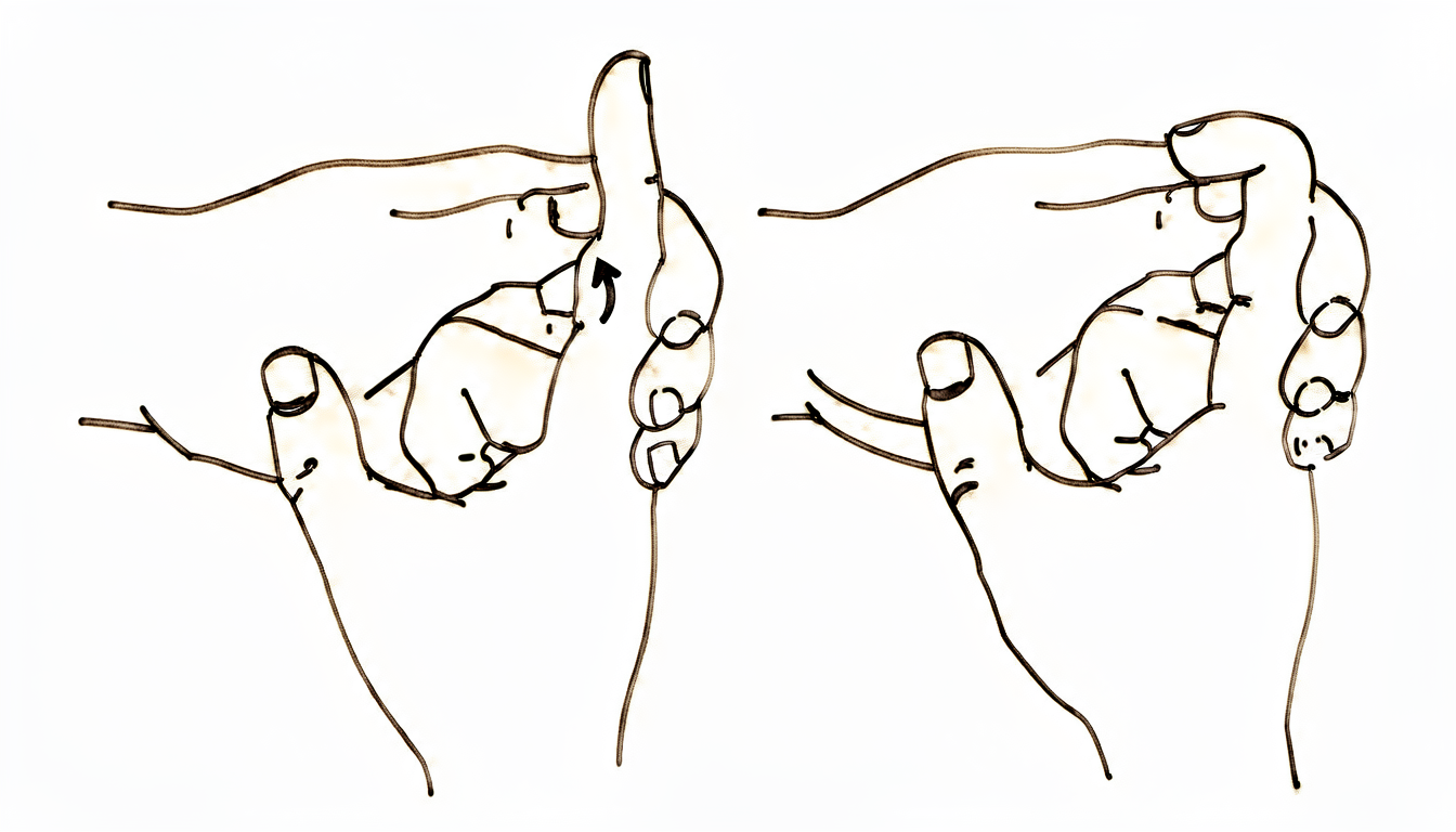 Bend the end joint of the finger while supporting below it.