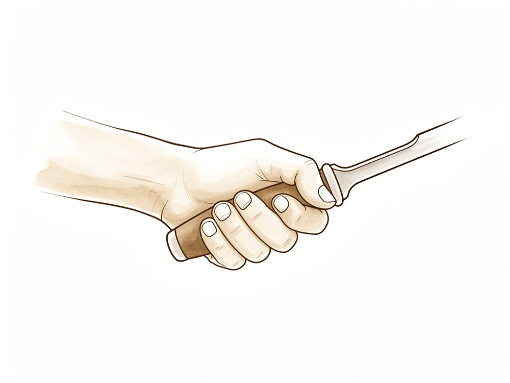 A hand-drawn illustration of a small firm lump at the base of a finger.