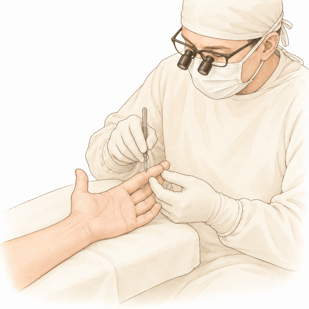 Illustration: Excision of Giant Cell Tumour of Tendon Sheath