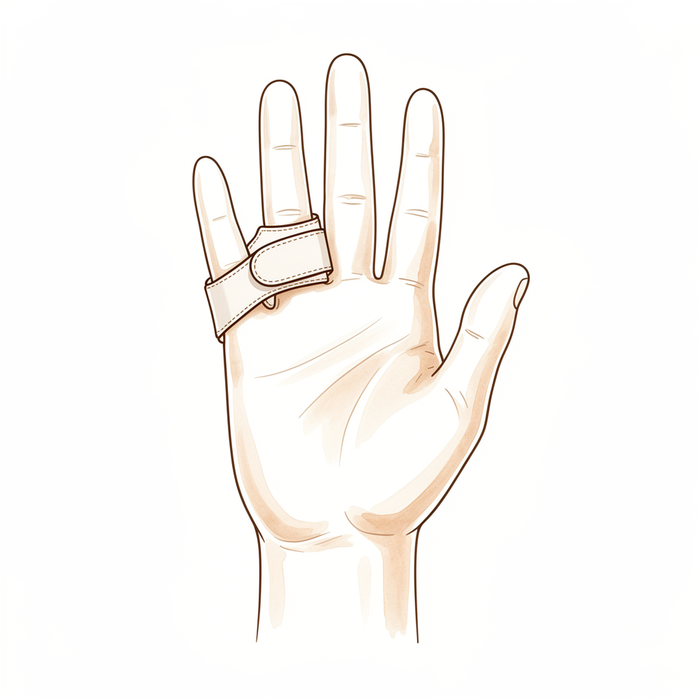 The operated finger taped alongside the neighbouring finger to keep it moving in a straight line.