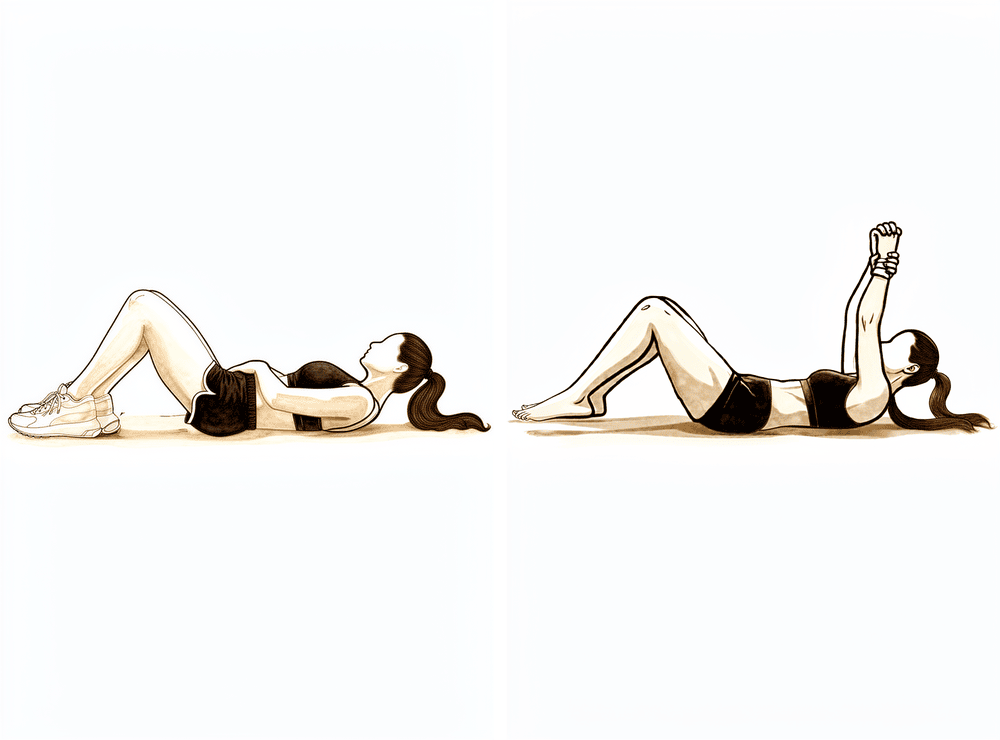 Lying on the back, a stick held in both hands pushes the operated arm up overhead.