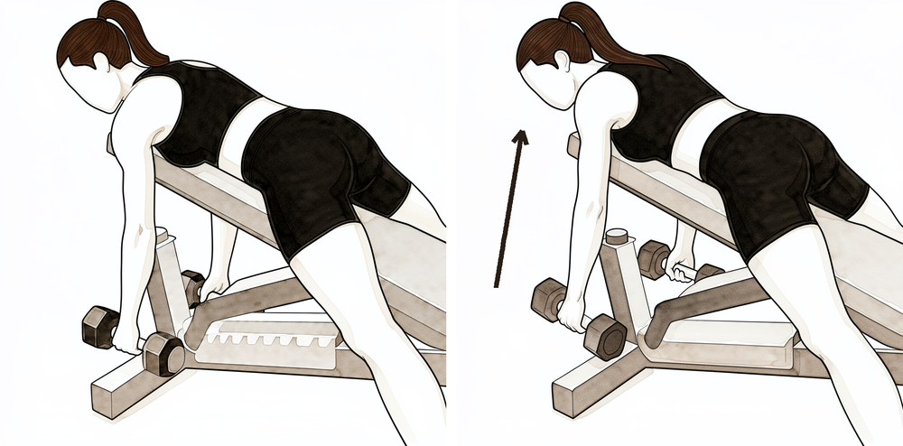 Drawing the shoulder blade back and down against light resistance.