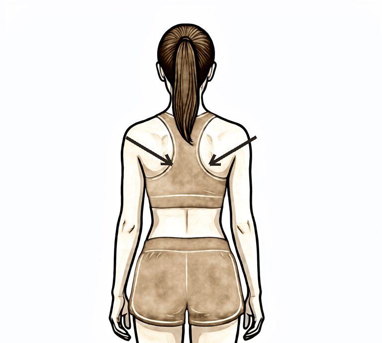 Squeeze the shoulder blades downwards and together.
