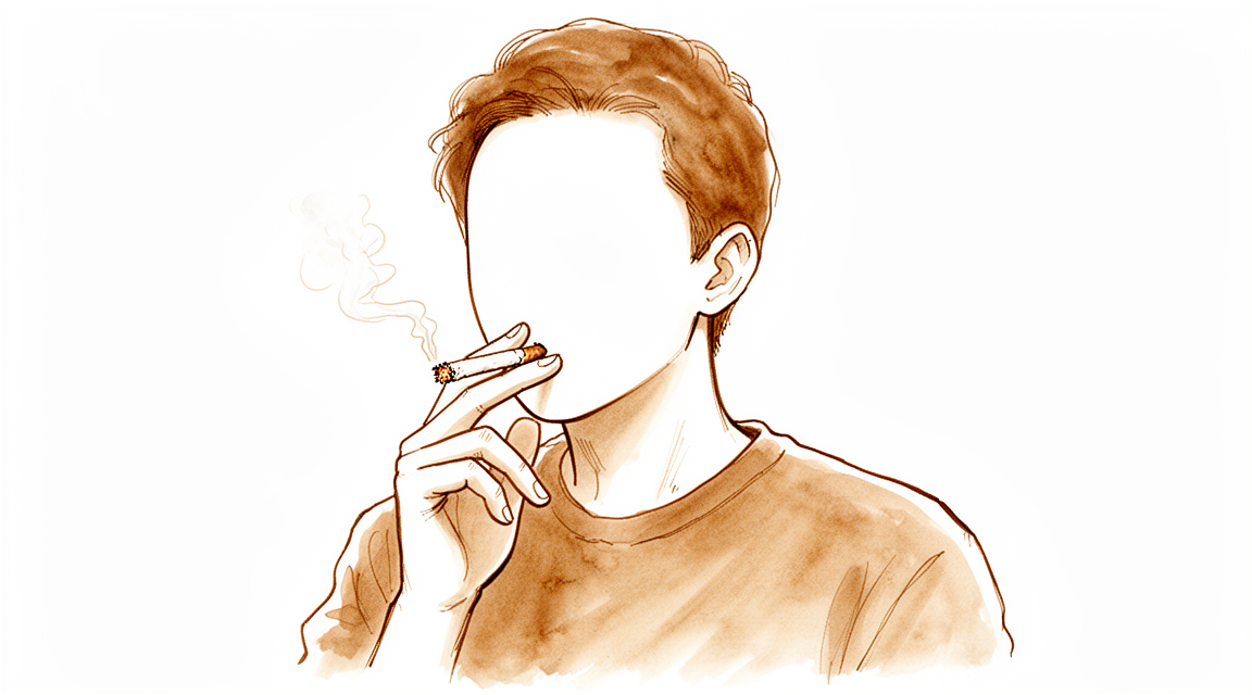 A person smoking.