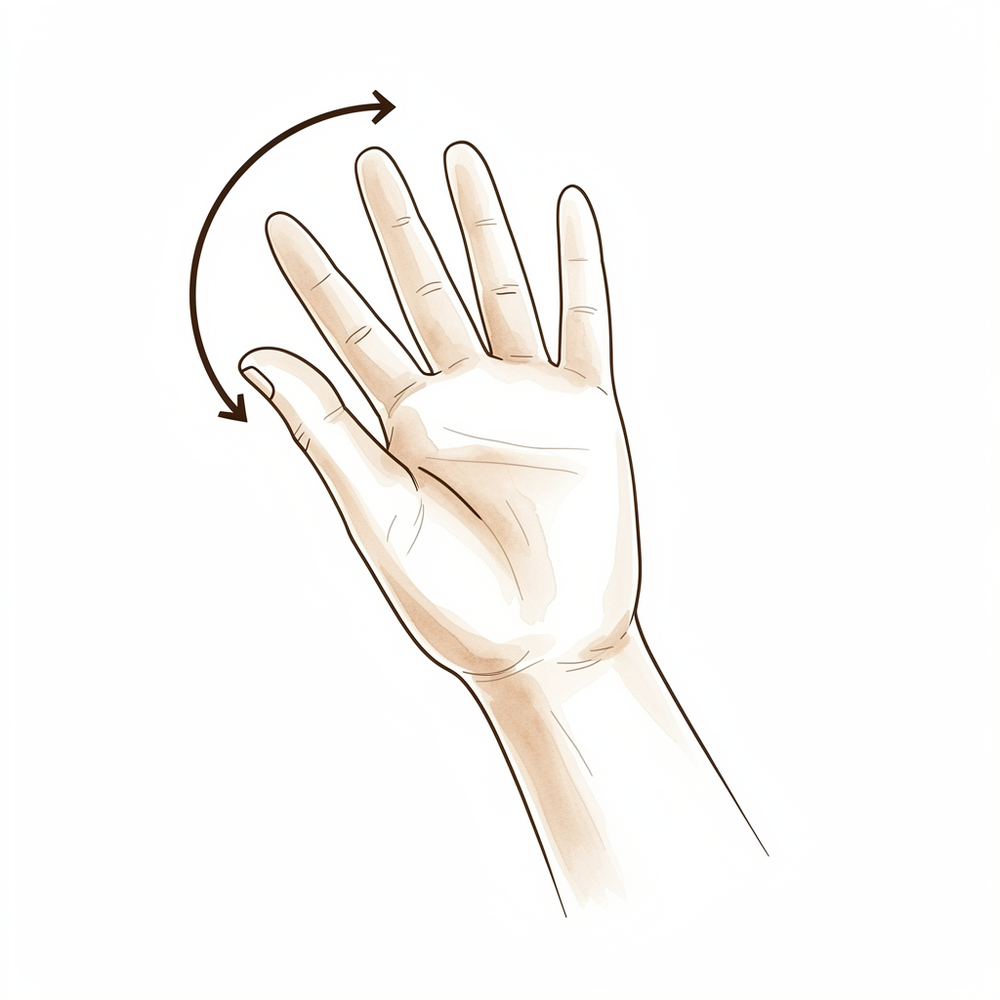 Drawing slow, smooth circles with the thumb so it moves around its full range.