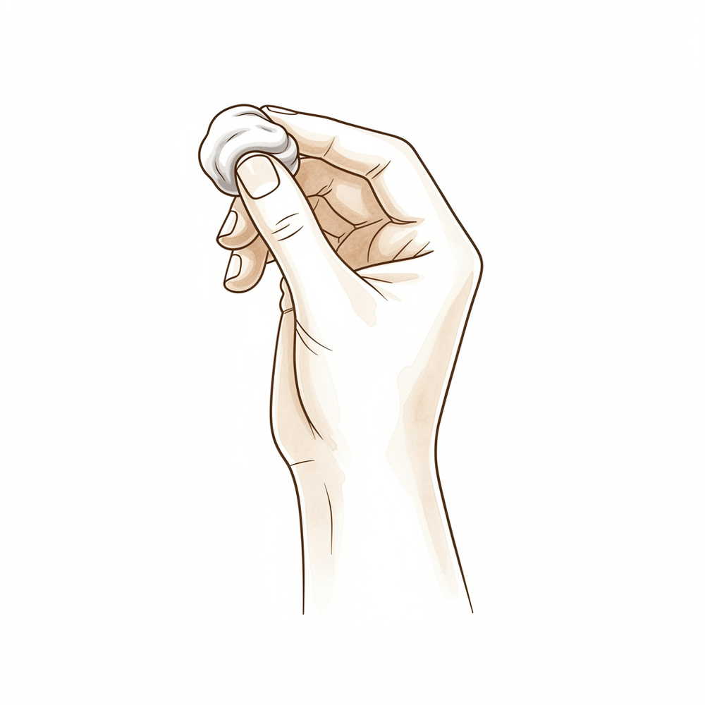 Pinching therapy putty between the thumb and the side of the index finger, and pressing the thumb tip to the fingertips.