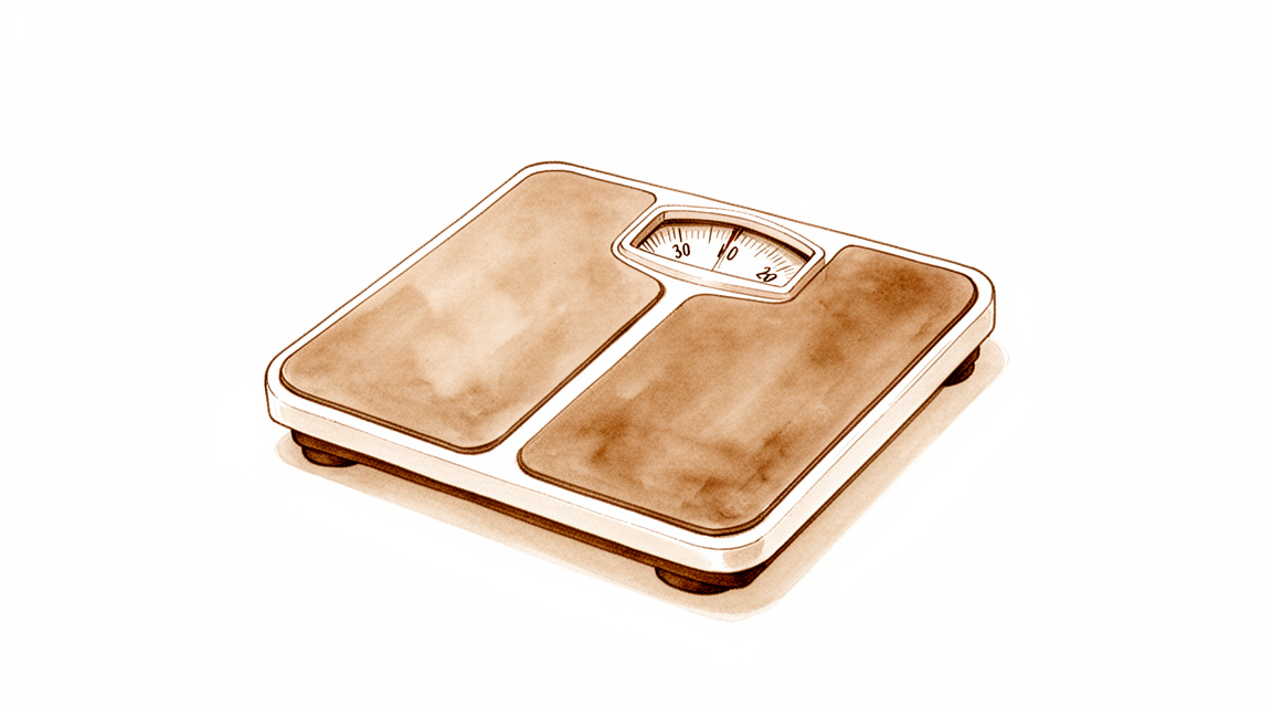 A bathroom weighing scale.